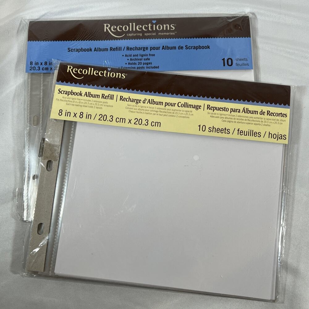 Michaels Recollections Scrapbook Album Refill 8 "x 8" NEW 20 Sheets